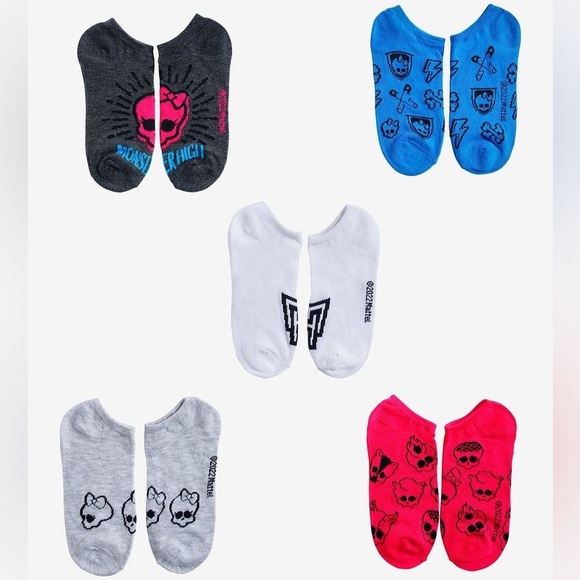 Monster High Icons No-Show Socks 5 Pair - Picture 1 of 5